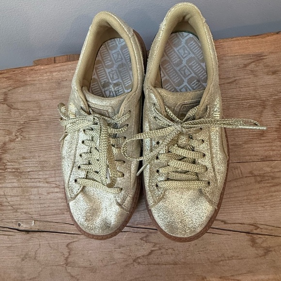 Puma Classic Platform Gold Glitter Sneakers - Picture 6 of 7
